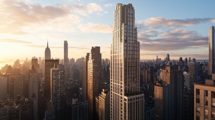 Fototapeta premium A stunning architectural masterpiece, showcasing a blend of modern and classical elements in a cityscape