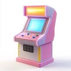 3D Arcade Machine Icon: Retro Gaming and Entertainment Illustration Logo