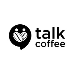Creative coffee chat logo. happy drink design icon concept
