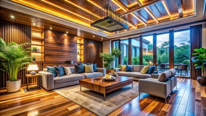 Elegant Modern Interior Design Featuring Beautiful Wood Elements and Warm Natural Aesthetics
