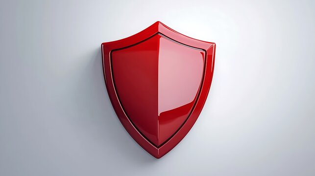 A red shield against a white backdrop symbolizes strong security and protection measures.