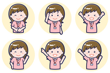 介護士の女性のポーズセット2_01