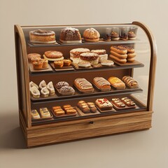 3D Bakery Display Case Icon: Tempting Sweets Presentation Illustration Logo