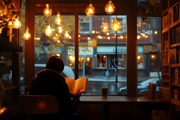 person in cozy cafe
