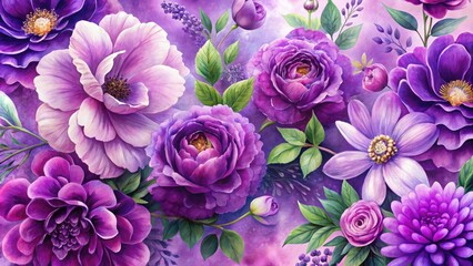 Elegant Purple Floral Watercolor Design for Backgrounds, Invitations, and Creative Projects