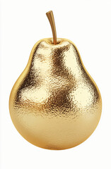 Golden Pear. Realistic Golden Pear On White Background. 3D Template,  illustration