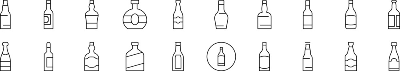 Bottle Simple Isolated Line Icons Collection. Editable Stroke. Suitable for Web Sites, Books, Cards, Apps