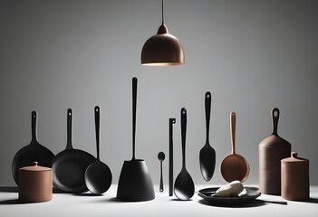 Elegant Modern Kitchenware Set Against a Neutral Background, Showcasing Simplicity and Style