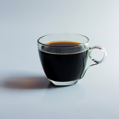 black drip coffee in glass cup  white background.