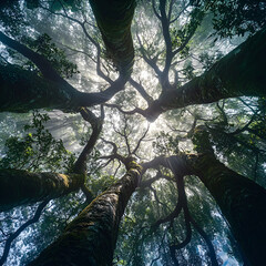 Majestic Tree Canopy from the Forest Floor