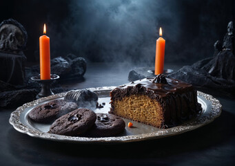 A Spooky Sweet Surrender:  Chocolate Decadence and Halloween Treats in a Darkly Enchanting Setting