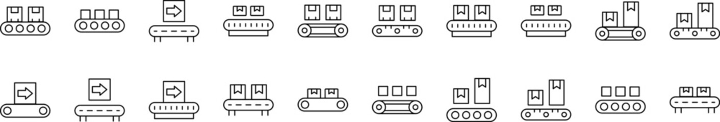 Baggage and Parcel Transportation Icon Set for UI, Placards, Books, Apps. Editable Stroke. Suitable for Web Sites, Books, Cards, Apps