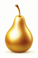 Golden Pear. Realistic Golden Pear On White Background. 3D Template,  illustration