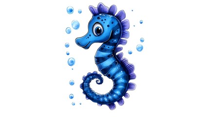 Fototapeta premium Cute Playful Seahorse Cartoon Illustration