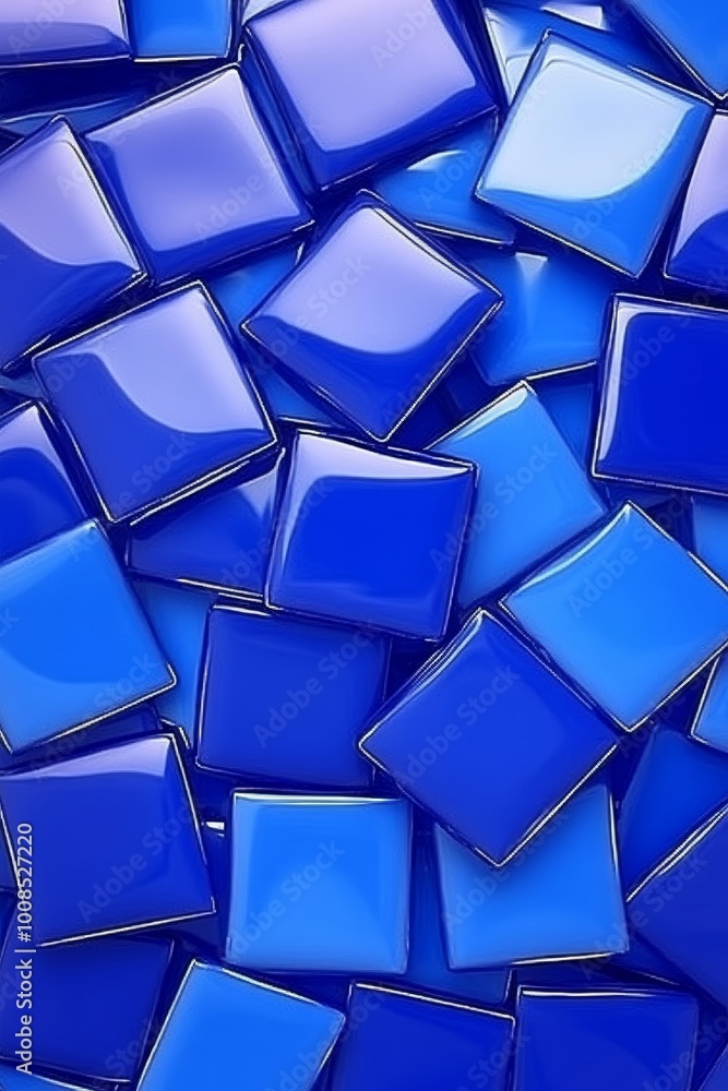 Poster abstract background with shiny blue squares, 3d rendering. modern design, geometric shapes.