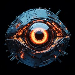 3D Cybernetic Eye Icon: Advanced Vision Enhancement Illustration Logo