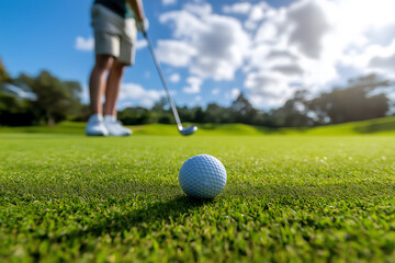 Medium Shot of a Golfer Preparing for a Swing, Capturing Their Focus and Determination on a Sunny Day, with Daylight White Balance for Natural Lighting