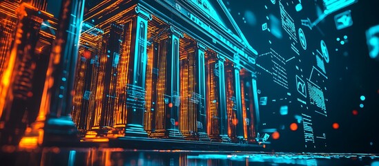 Obraz premium Future of digital banking portrayed as a revolutionary movement in financial technology.