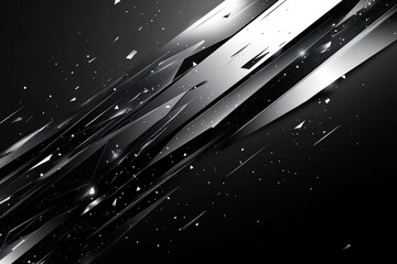 winter futuristic minimalism, winter banner with minimalist and futuristic design, featuring sleek black backdrop and silver geometric accents for a modern, chic look