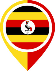 Obraz premium Map icon inside Uganda flag