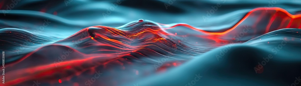 Poster a mesmerizing abstract representation of fluid waves, featuring vibrant colors and dynamic lines tha