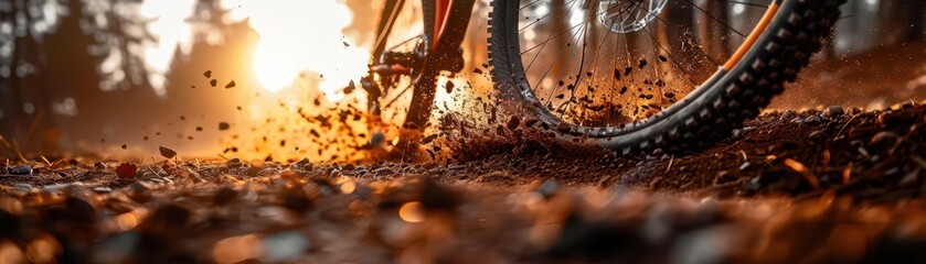 Obraz premium Offroad biking on a rugged trail, dynamic and thrilling, Sport, Earth tones, Photograph, Outdoor adventure