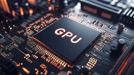 Obraz premium Close-up of a GPU on a Motherboard