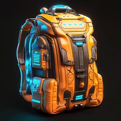 Fototapeta premium 3D Futuristic Backpack Icon: High Tech Travel Gear Illustration Logo