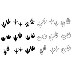 Dinosaur Track vector icon set. Dinosaur Footprints illustration sign collection. trace symbol or logo.