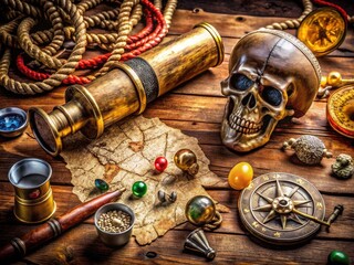Exciting Pirate Escape Room Party Invitation with Treasure Map and Nautical Design Elements