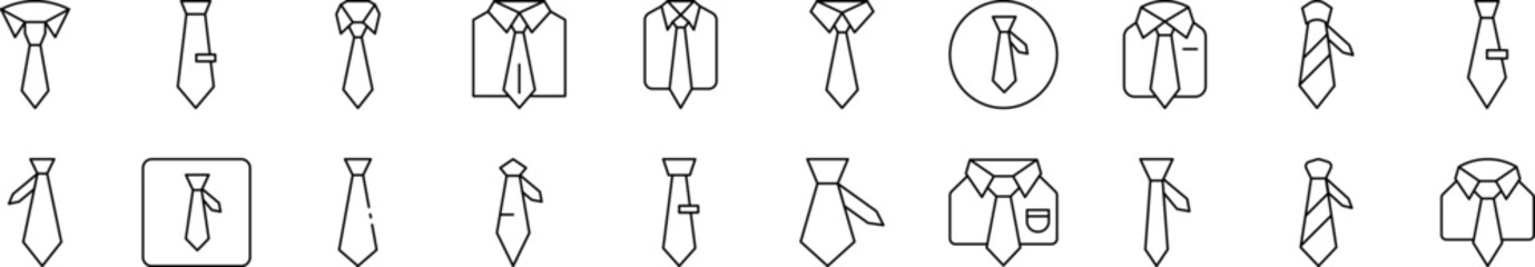 Tie Related Icon Set. Editable Stroke. Suitable for Web Sites, Books, Cards, Apps