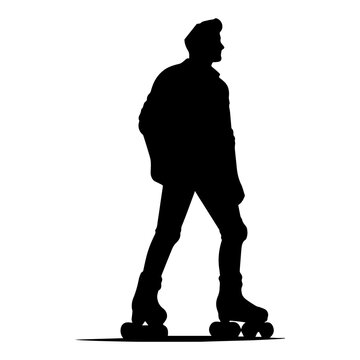 recommend clip art: Man is rollerblading vector illustration. rollerblading  clip art.