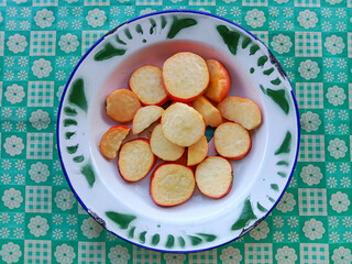 Cashew apple on white background. Cashew apple (Anacardium occidentale). Ripe Cashew fruit. Cashew apple fruits. 