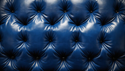 Fototapeta premium Close-Up Detail of Blue Leather Sofa Texture Background.