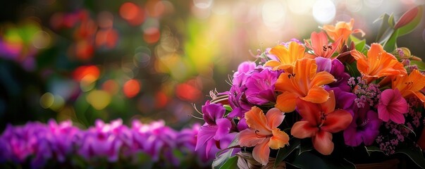 Summer garden with blooming flowers, vibrant and lush, Botanical, Bright hues, Photograph, Seasonal beauty