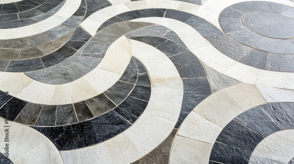 Poster soft, curving lines forming concentric circles in muted tones of gray and cream, creating a gentle, 