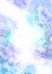 Hand painted purple and blue alcohol ink background 