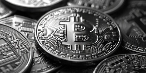 silhouette bitcoin close up shot