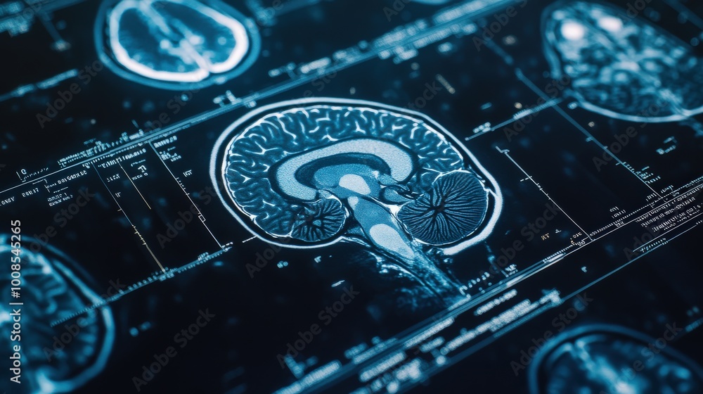 Poster the mri scan presents a close-up view of the human brain, revealing intricate features and structure