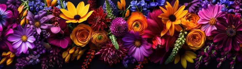 Obraz premium Wildflower bouquet with vibrant colors, artistic and inviting, Botanical, Bright hues, Photograph, Floral arrangement