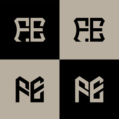 Obraz premium FE polygon, circle, hexagon, flat and simple letter logo set in one artboard. FE minimalist and classic logo.
