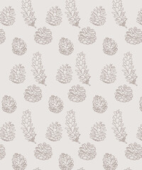 Pigna stilizzata. Illustrazione pigna minimale monolinea. Sfondo natura, autunno, bosco.