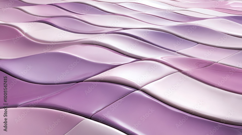 Poster soft, flowing lines in pastel shades of pink and lavender, creating a calming, wave-like pattern tha