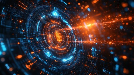 Fototapeta premium Abstract Digital Tunnel with Glowing Lights