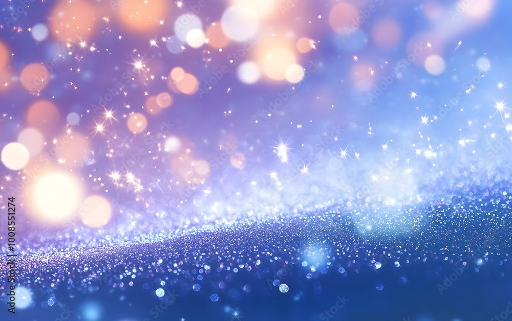 Poster sparkling light particles and bokeh background, generative ai