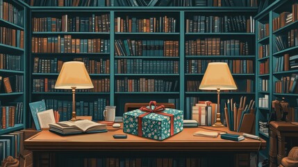 Cozy Study: A Warm and Inviting Library Scene