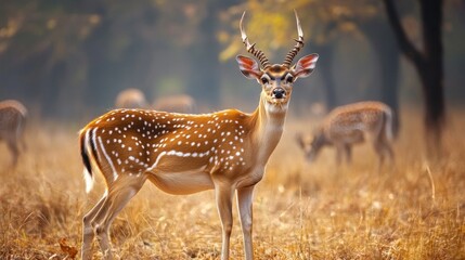 A Spotted Deer Stands Proud in a Golden Field
