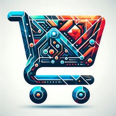Futuristic Shopping Cart Icon	