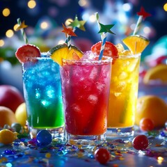 Bright and Festive Party Cocktails with Colorful Garnishes