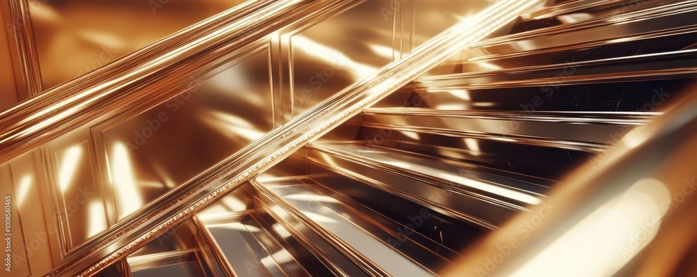 Aufkleber abstract golden light reflections creating a dynamic, luxurious atmosphere with elegant lines and sh